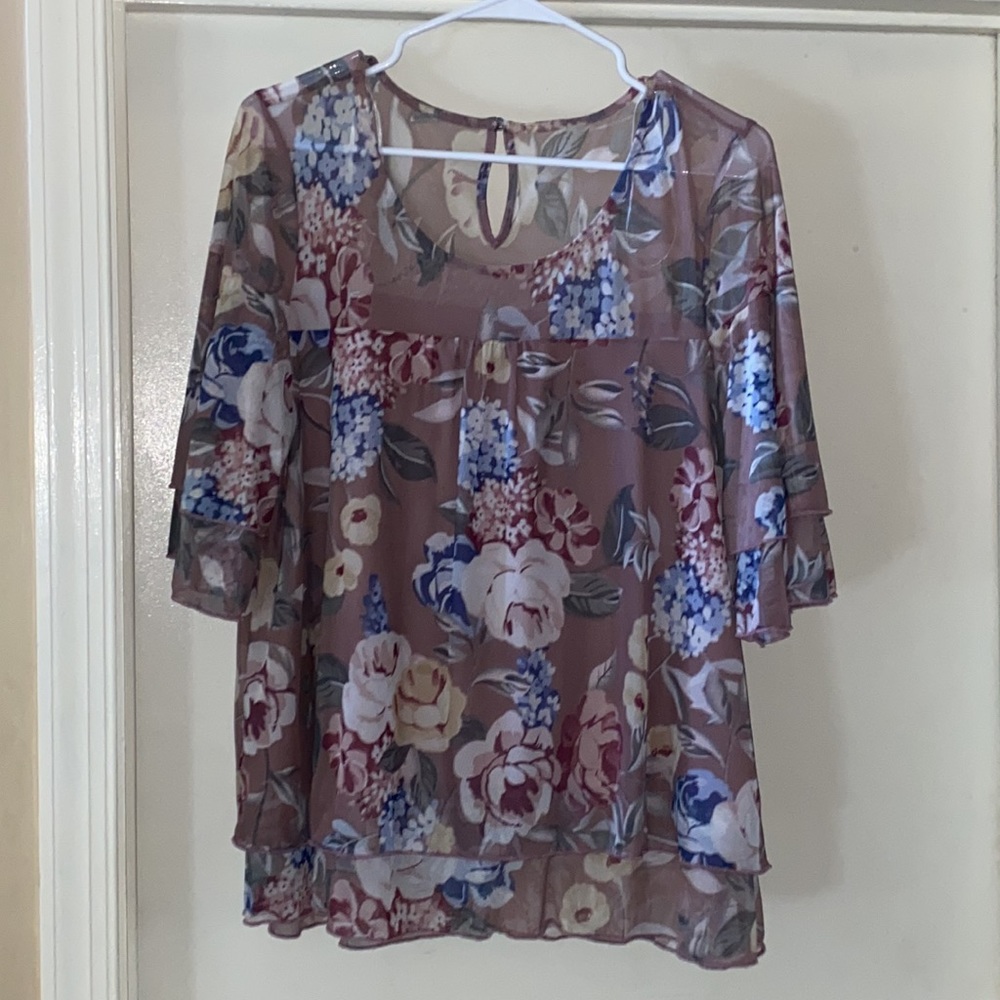 EUC Unbranded Women’s Mauve Floral Blouse